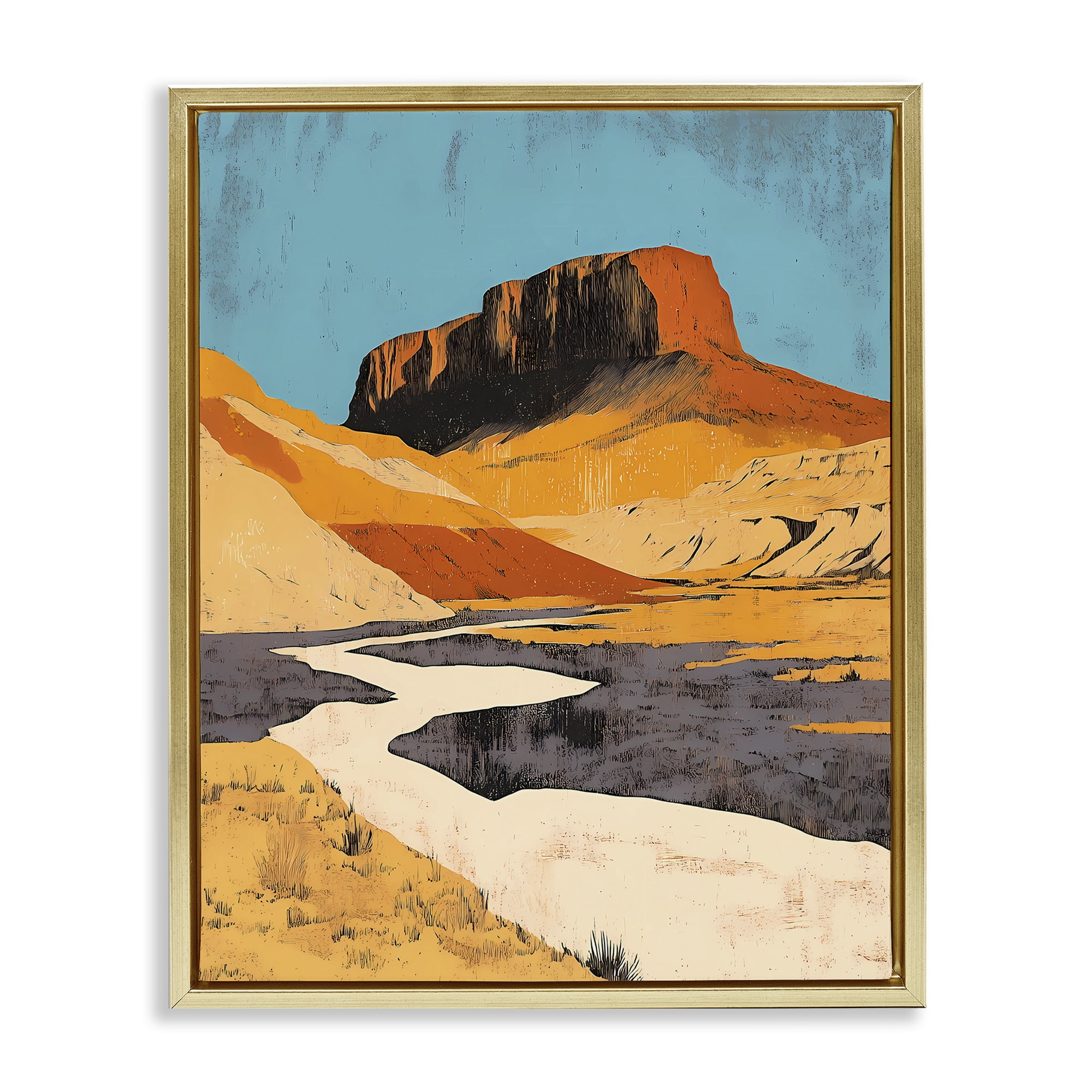Stupell Industries Vintage Canyon Pass Gold Framed Floater Canvas Wall Art, design by Walker Noble