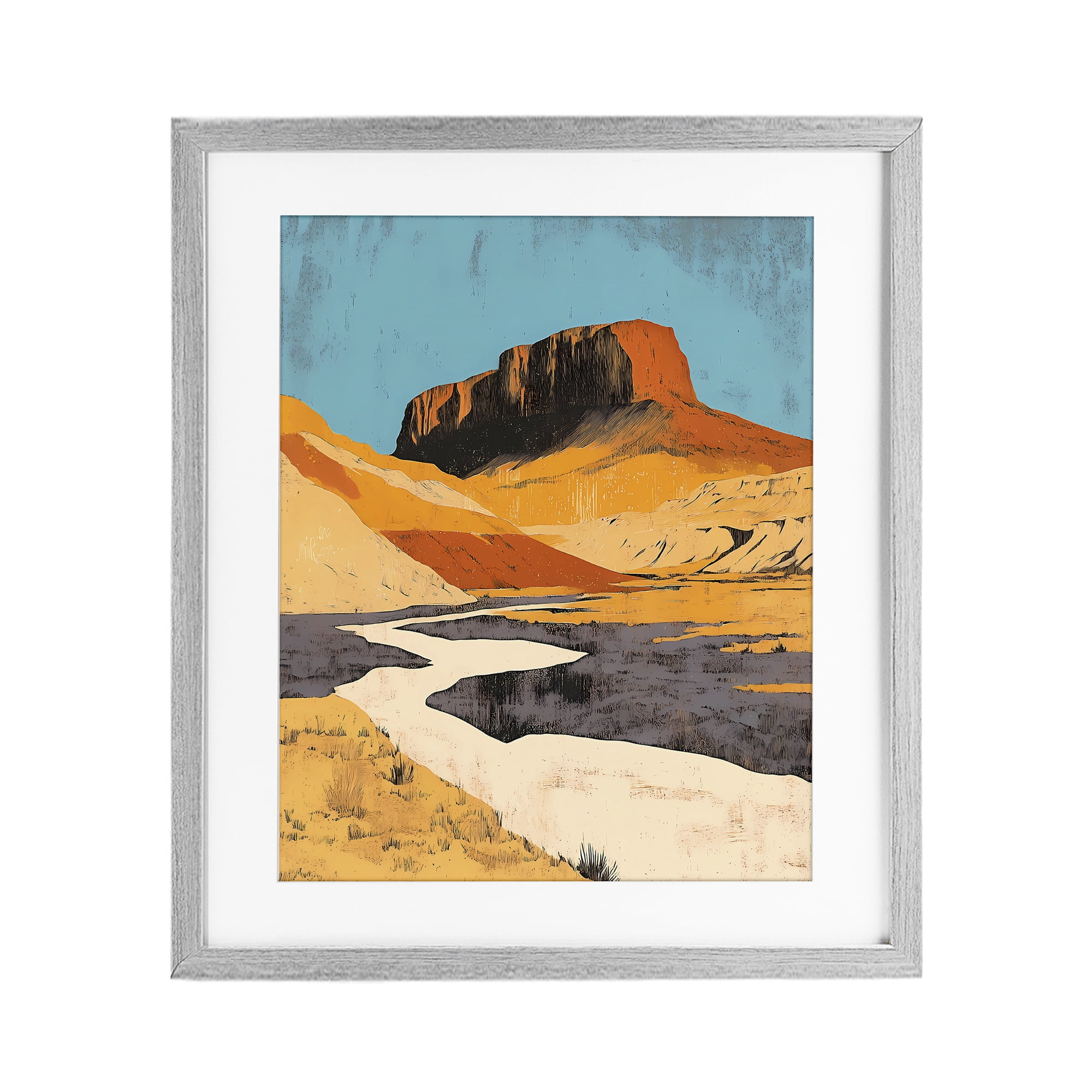Stupell Industries Vintage Canyon Pass Gray Framed Print Under Glass, design by Walker Noble