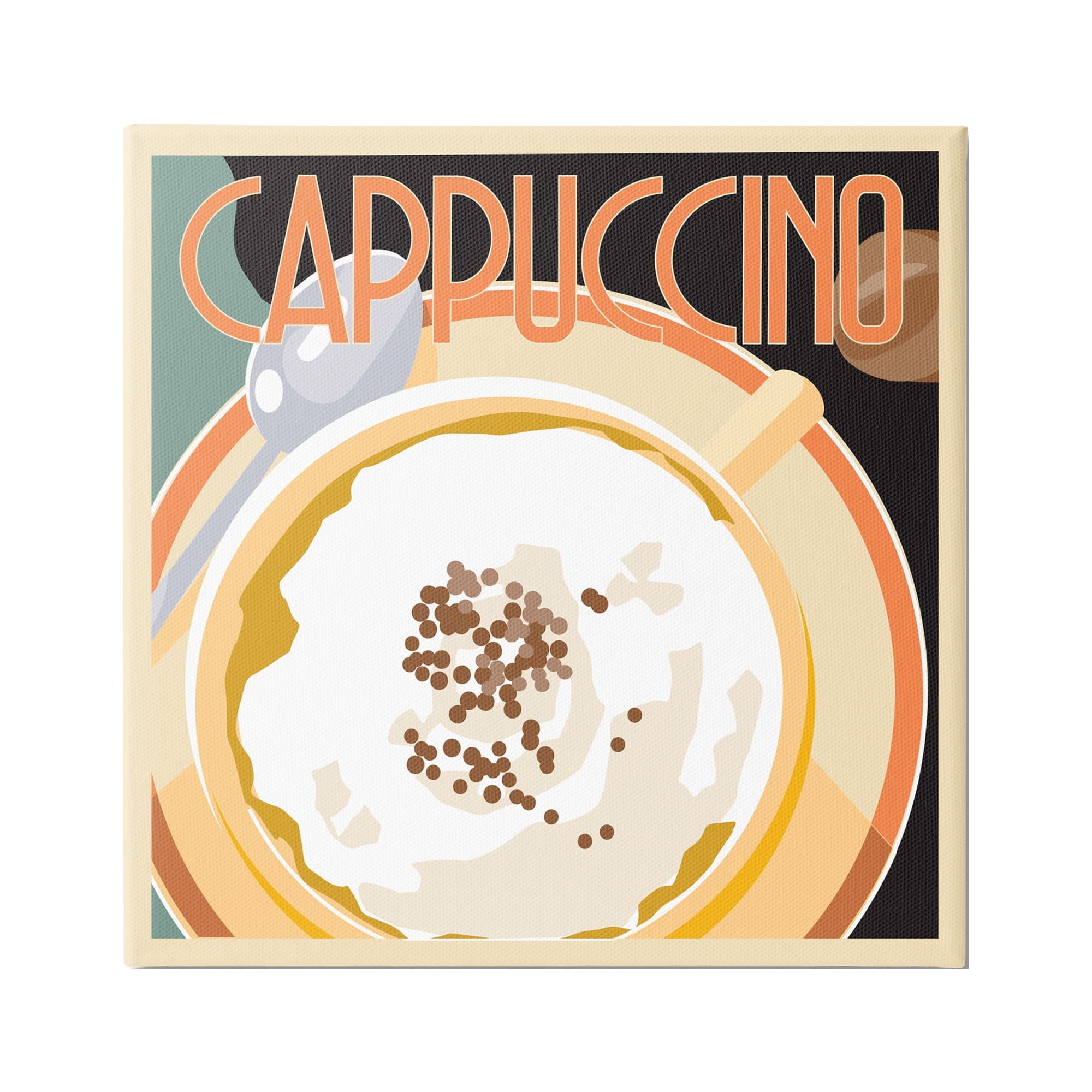 Stupell Industries Vintage Cappuccino Drink Food & Beverage Painting Gallery Wrapped Canvas Art Print Wall Art, 36 x 36