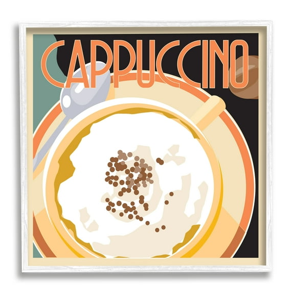 Stupell Industries Vintage Cappuccino Drink Food & Beverage Painting White Framed Art Print Wall Art, 12 x 12