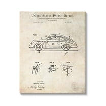 Stupell Industries Vintage Car Automobile Diagram Blueprint Patent Text Canvas Wall Art, 36 x 48, Design by Karl Hronek