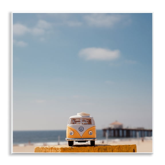 Stupell Industries Vintage Car Model at Beach Wall Plaque Art design by Ashley Singleton, 12 x 12