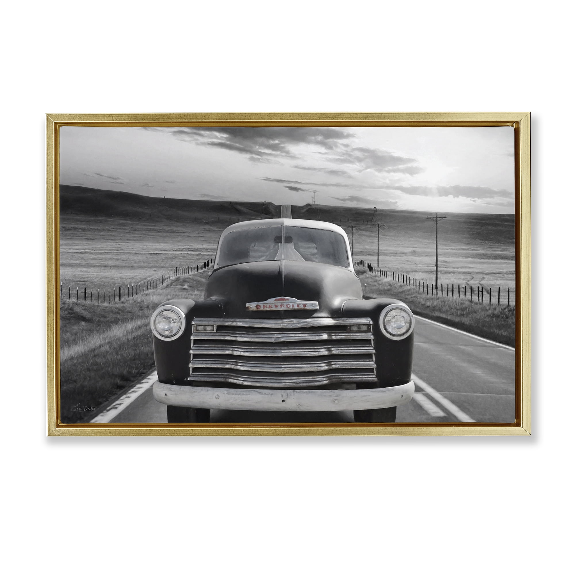 Stupell Industries Vintage Car Photography Transportation Photography Gold Floater Framed Art Print Wall Art, 25 x 17