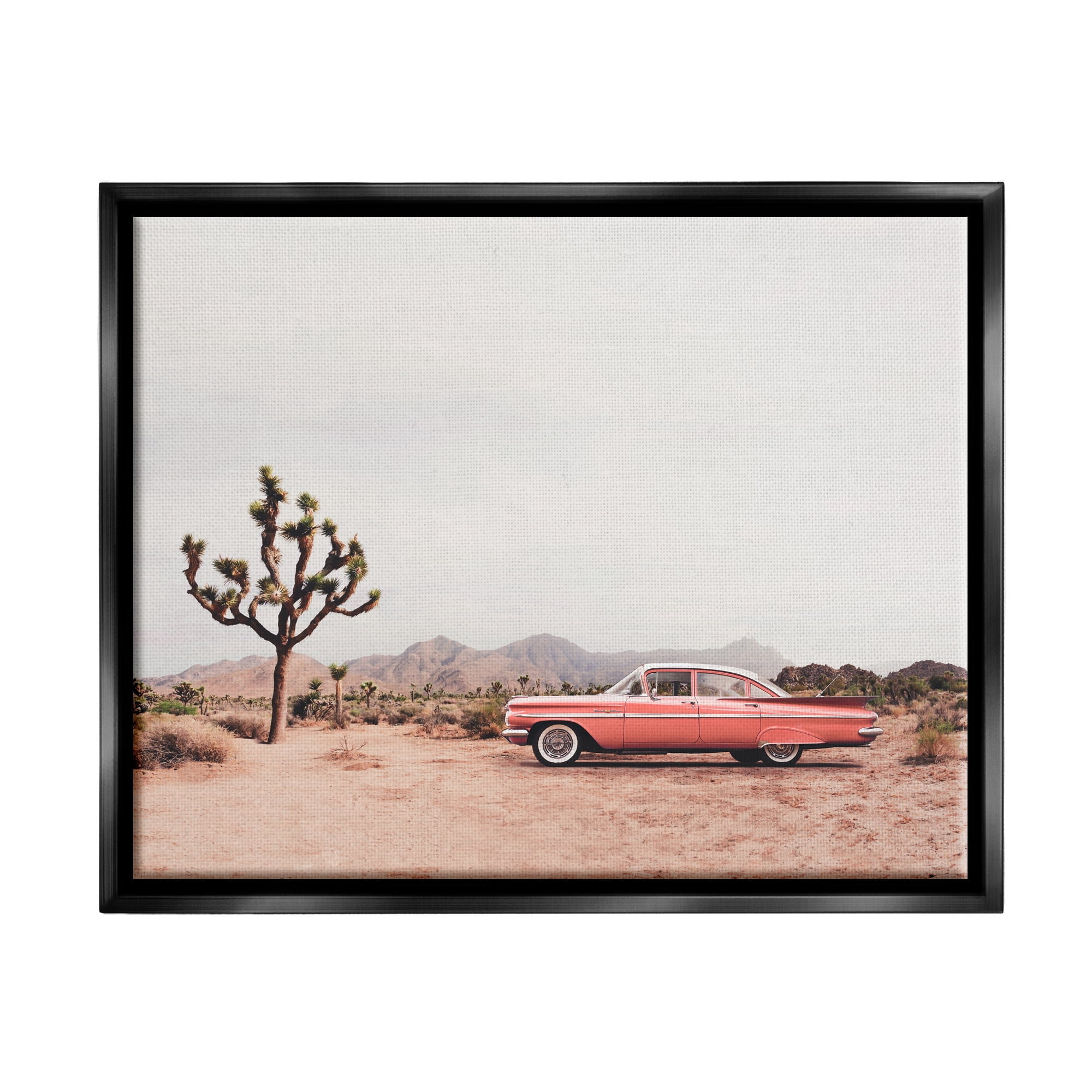 Stupell Industries Vintage Car in Desert Scenery Nature Photography Black Floater Framed Art Print Wall Art, 21 x 17