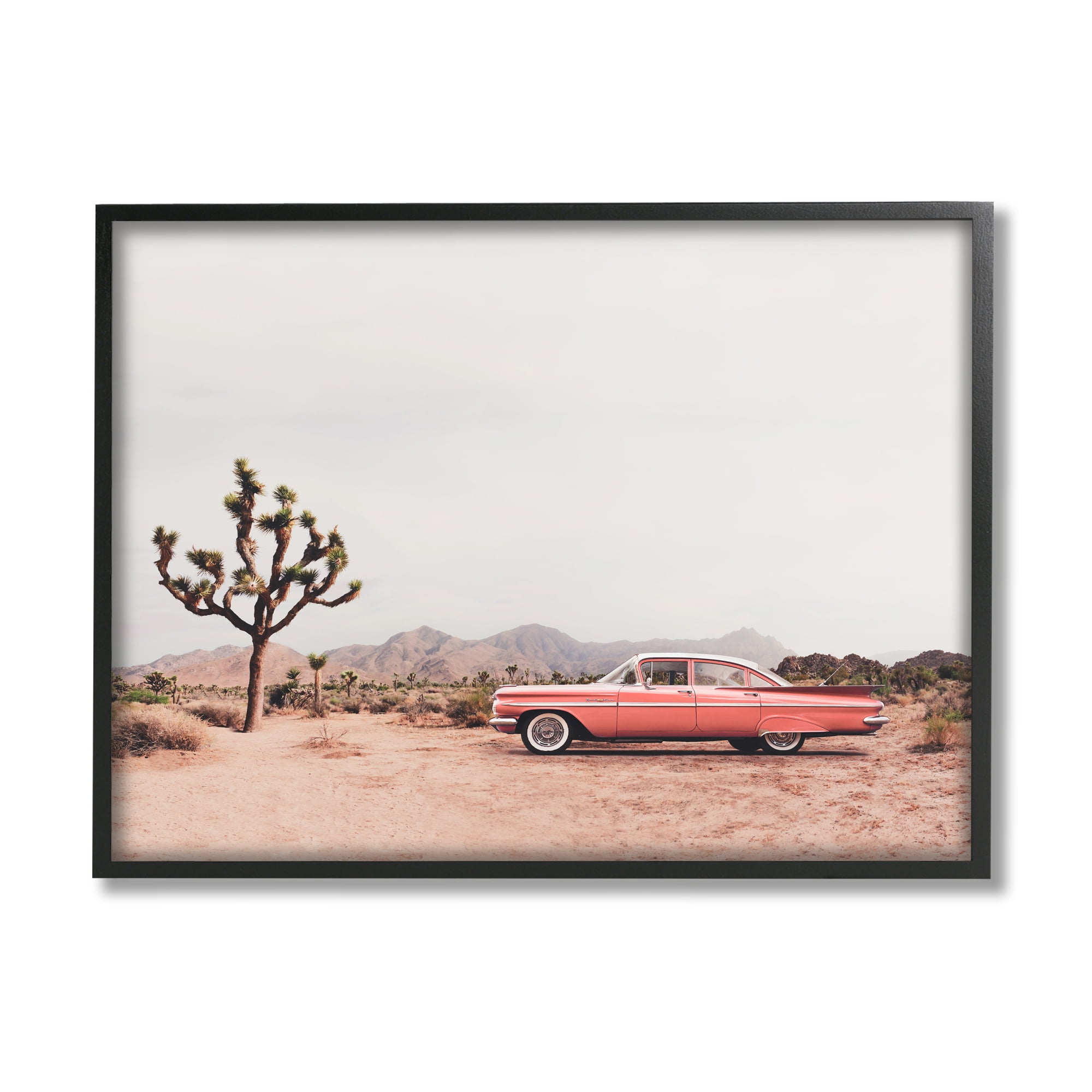 Stupell Industries Vintage Car in Desert Scenery Nature Photography Black Framed Art Print Wall Art, 30 x 24