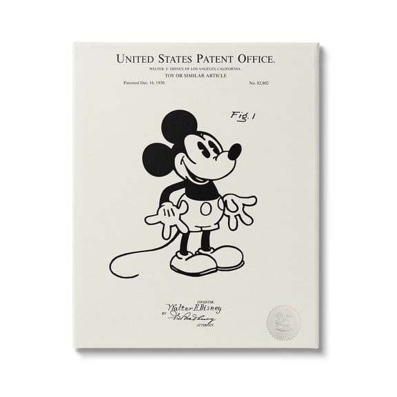 Stupell Industries Vintage Cartoon Character Patent Graphic Art Gallery Wrapped Canvas Print Wall Art, Design by Karl Hronek