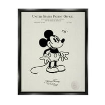 Stupell Industries Vintage Cartoon Character Patent Graphic Art Jet Black Floating Framed Canvas Print Wall Art, Design by Karl Hronek