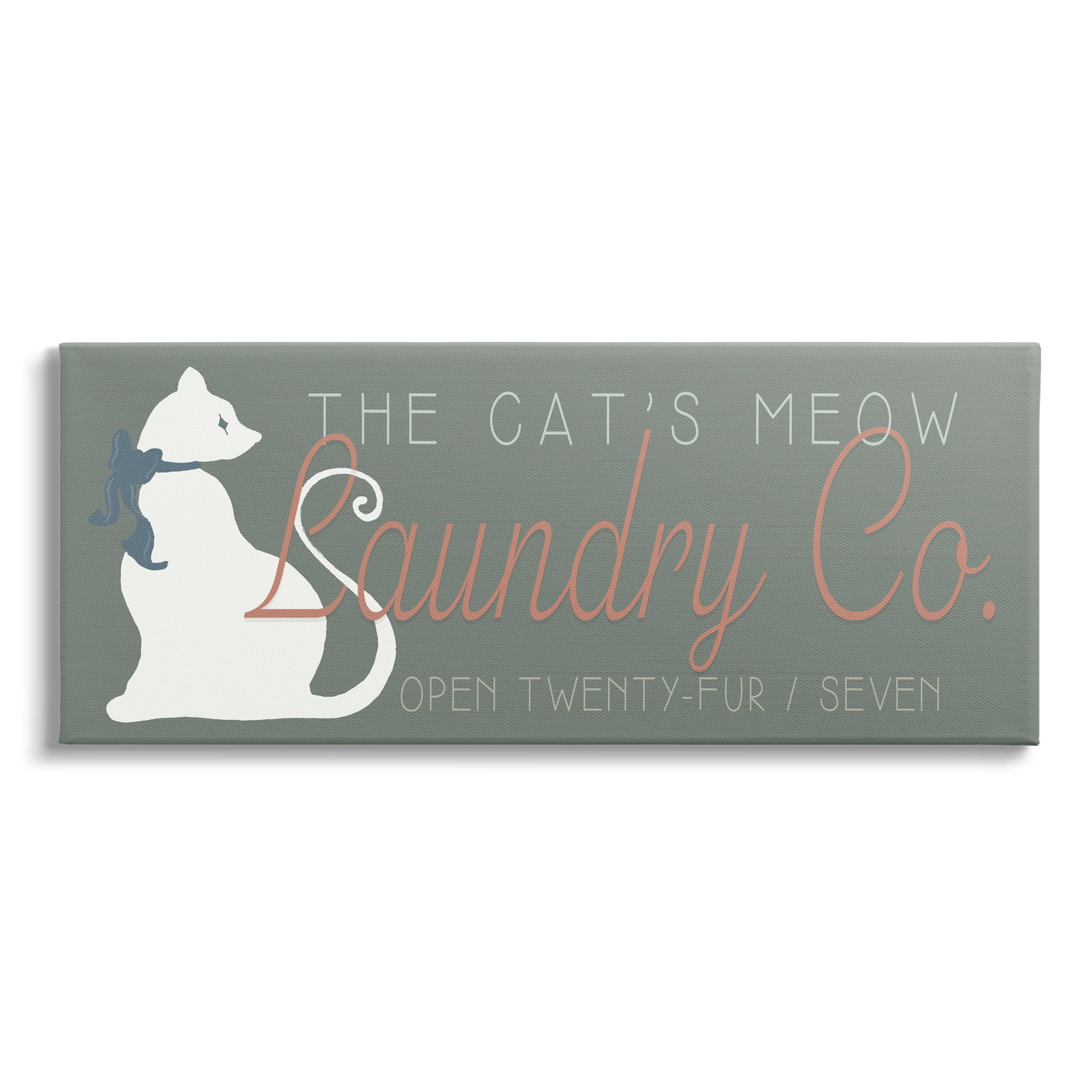 Stupell Industries Vintage Cat's Meow Laundry Novelty Painting Gallery Wrapped Canvas Print Wall Art, 40 x 17