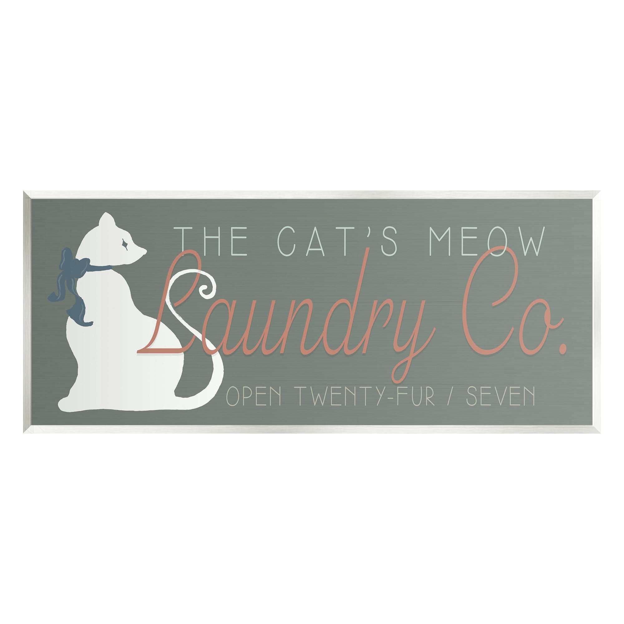 Stupell Industries Vintage Cat's Meow Laundry Novelty Painting Unframed Art Print Wall Art, 17 x 7