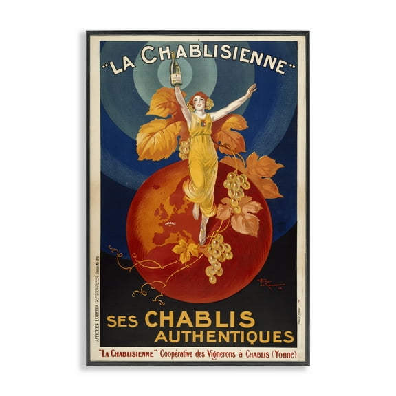 Stupell Industries Vintage Champagne Advertisement Advertisements Painting Black Framed Art Print Wall Art, 12 x 18