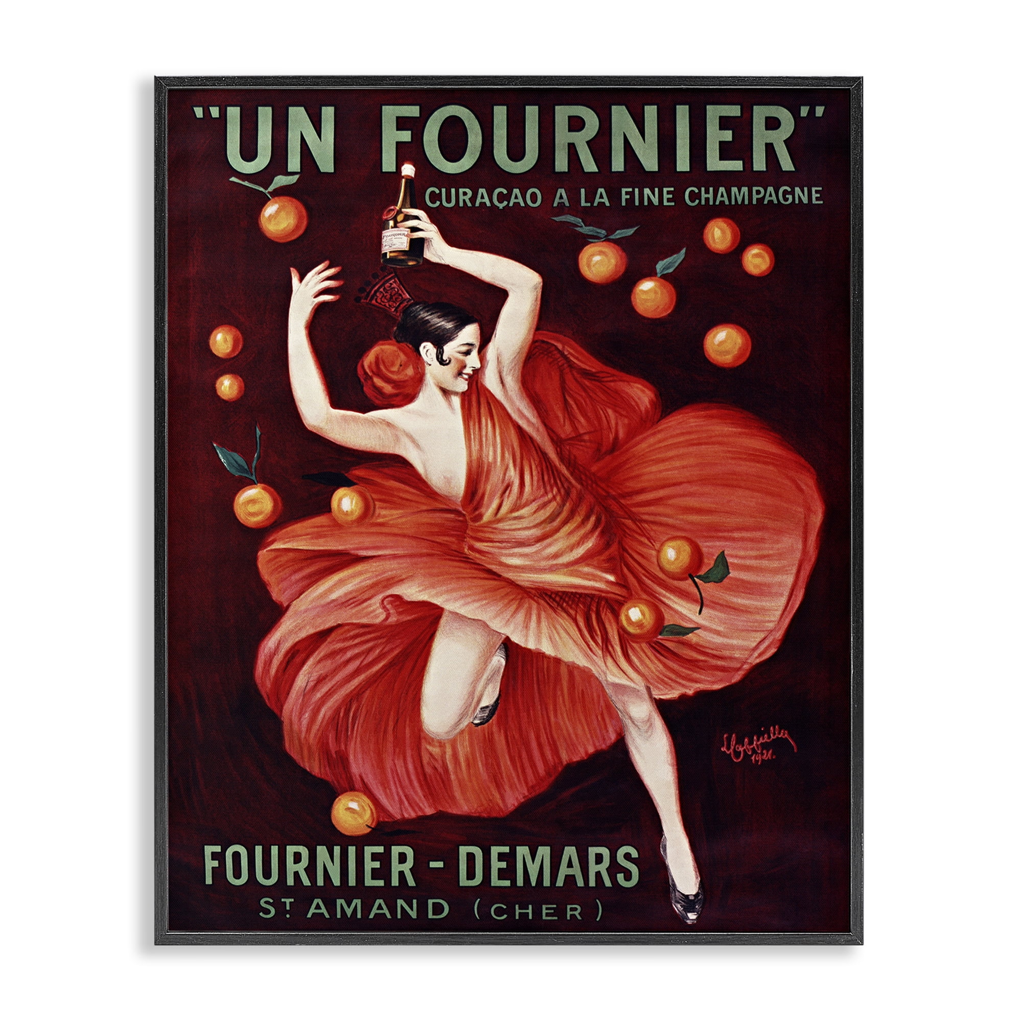 Stupell Industries Vintage Champagne Dancer in Red Black Framed Giclee Art, design by Leonetto Cappiello