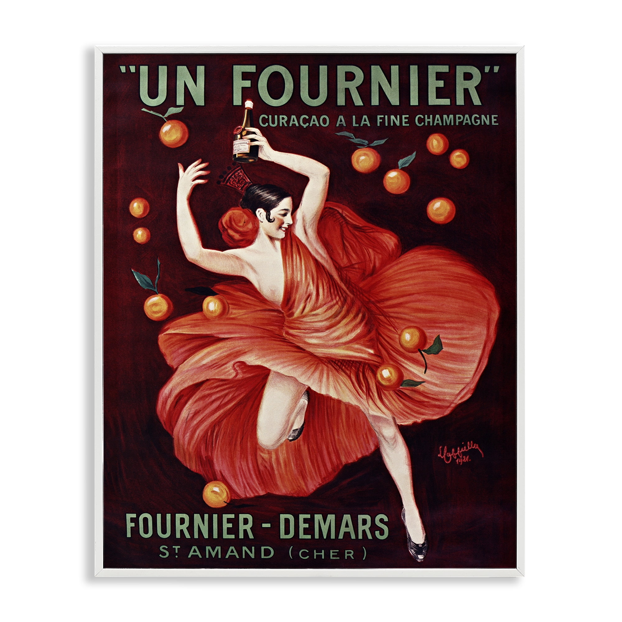 Stupell Industries Vintage Champagne Dancer in Red White Framed Giclee Art, design by Leonetto Cappiello