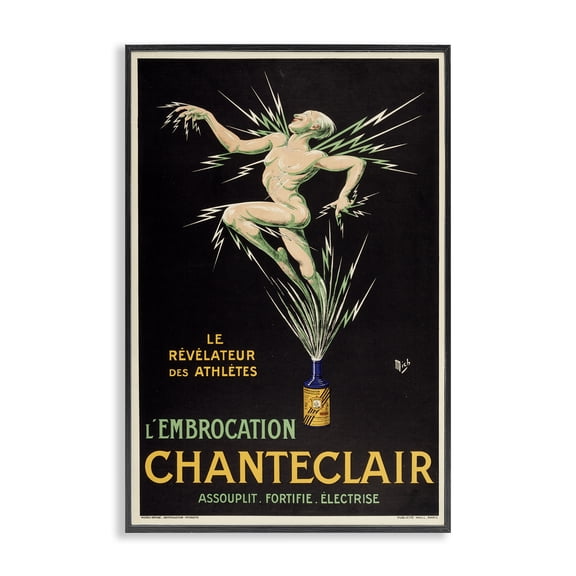 Stupell Industries Art Deco Vintage Chanteclair Wine Black Framed Giclee Art, 16 x 24, by Marcus Jules