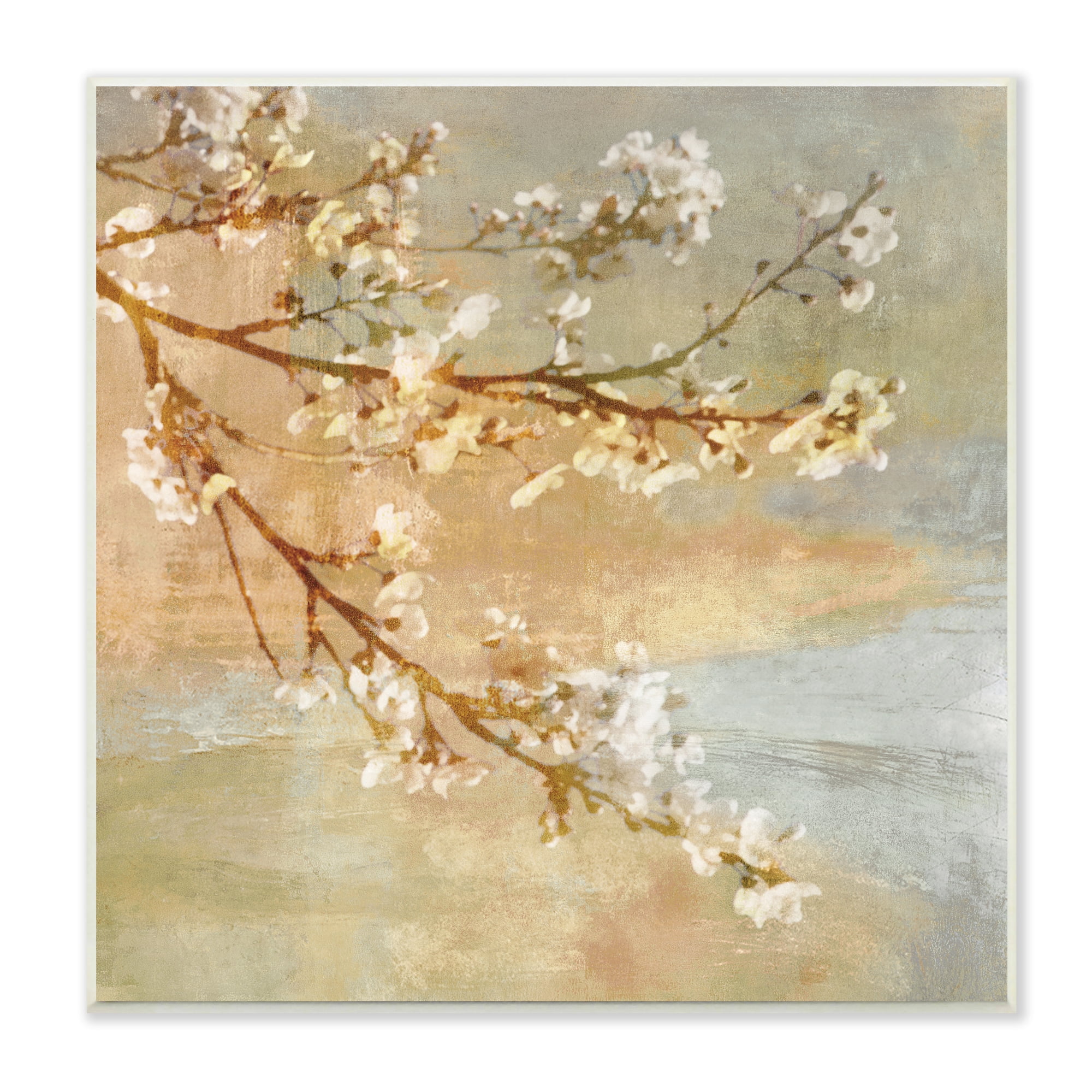 Stupell Industries Vintage Cherry Blossom Tree Branch Distressed Charm, 12 x 12, Designed by John Seba