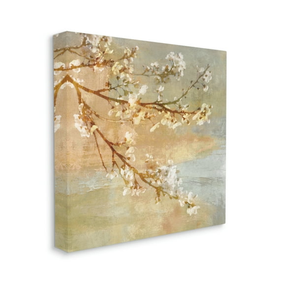 Stupell Industries Vintage Cherry Blossom Tree Branch Distressed Charm Country Painting Gallery-Wrapped Canvas Print Wall Art, 24 x 24, Design by John Seba