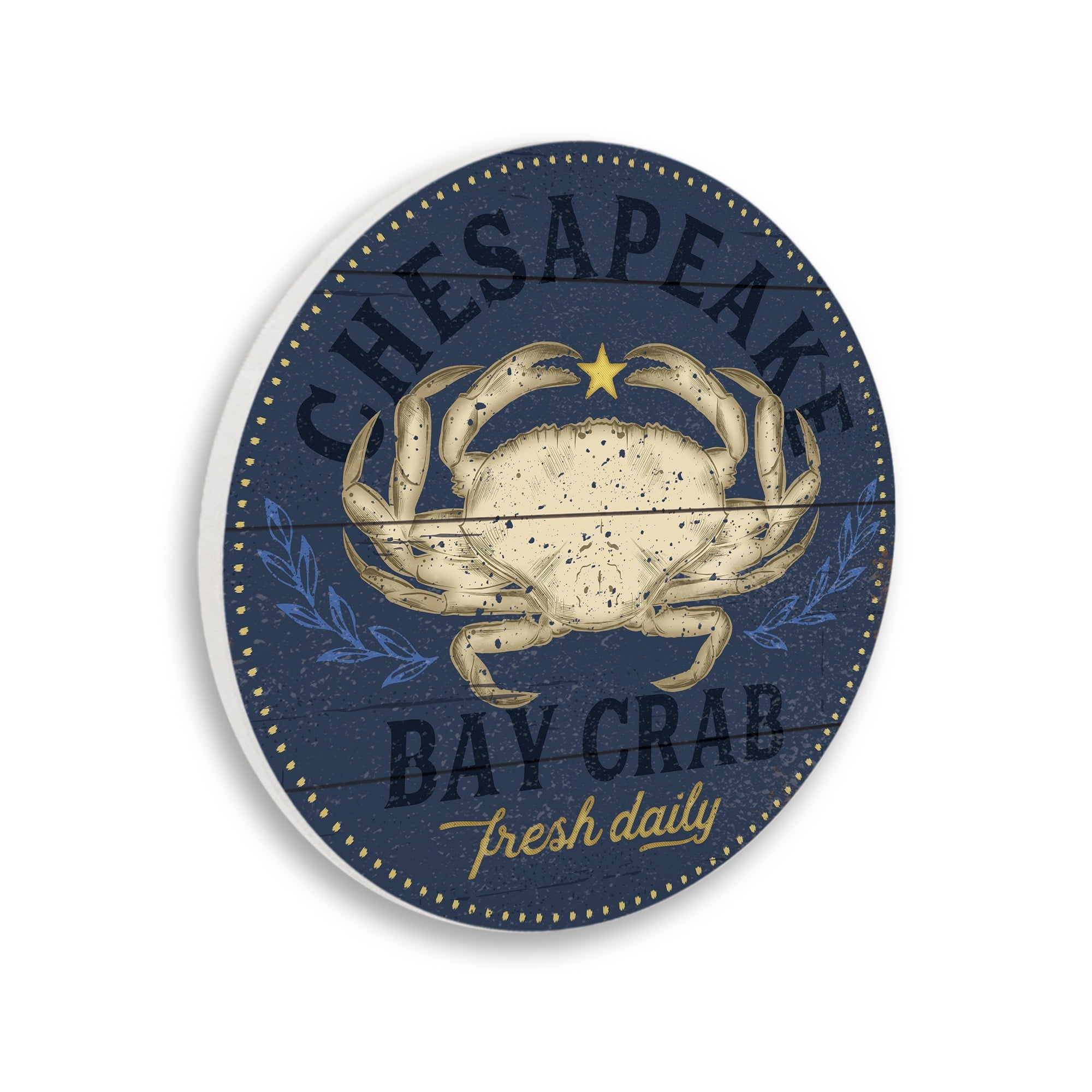 Stupell Industries Vintage Chesapeake Bay Crab Sign Nautical Marine Life,12 x 12,Design By Jennifer Pugh