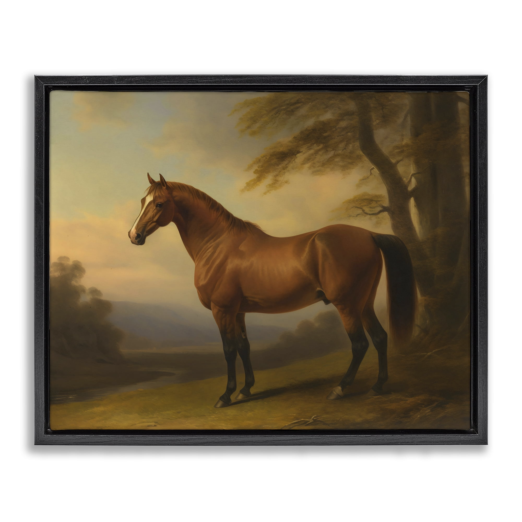 Stupell Industries Vintage Chestnut Horse Black Framed Floater Canvas Wall Art, design by Creative Studio