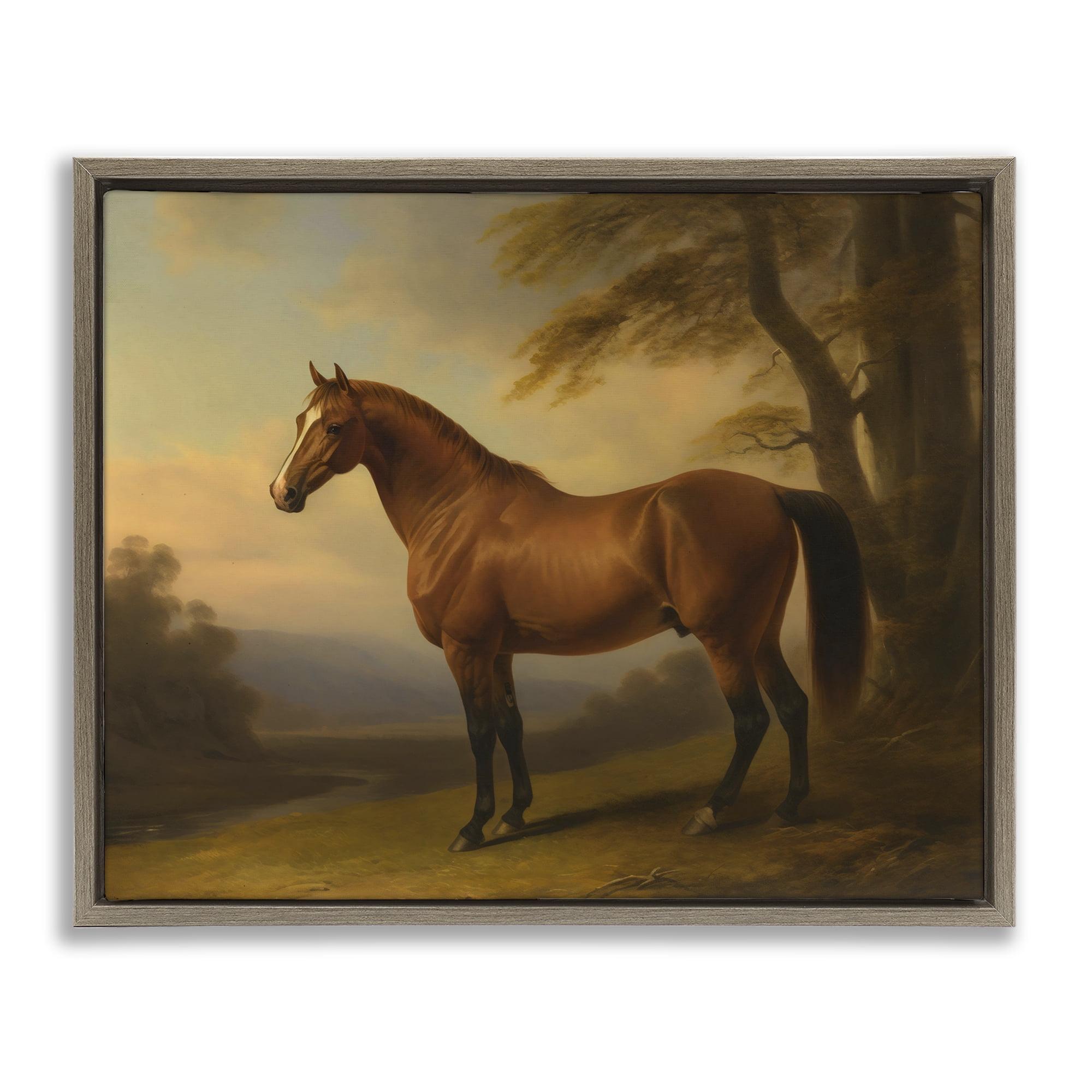Stupell Industries Vintage Chestnut Horse Brown Framed Floater Canvas Wall Art, design by Creative Studio