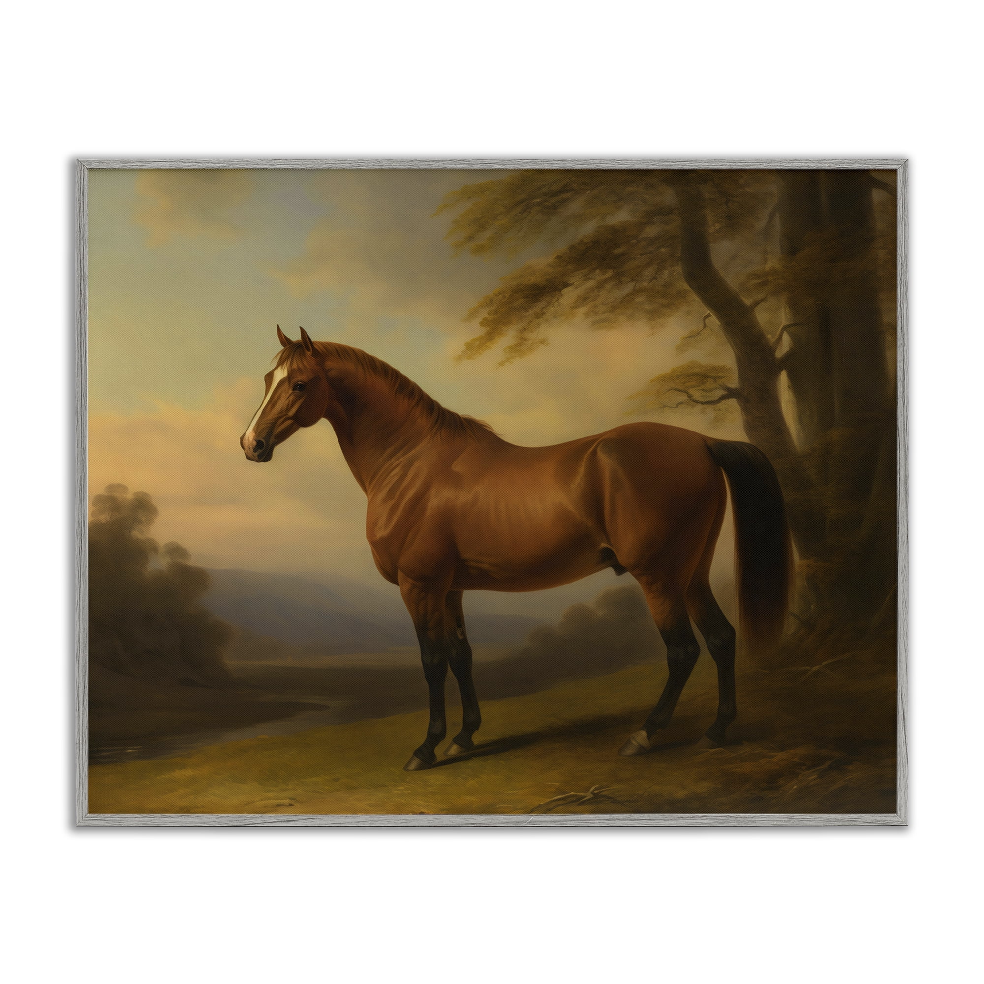 Stupell Industries Vintage Chestnut Horse Gray Framed Giclee Art, design by Creative Studio