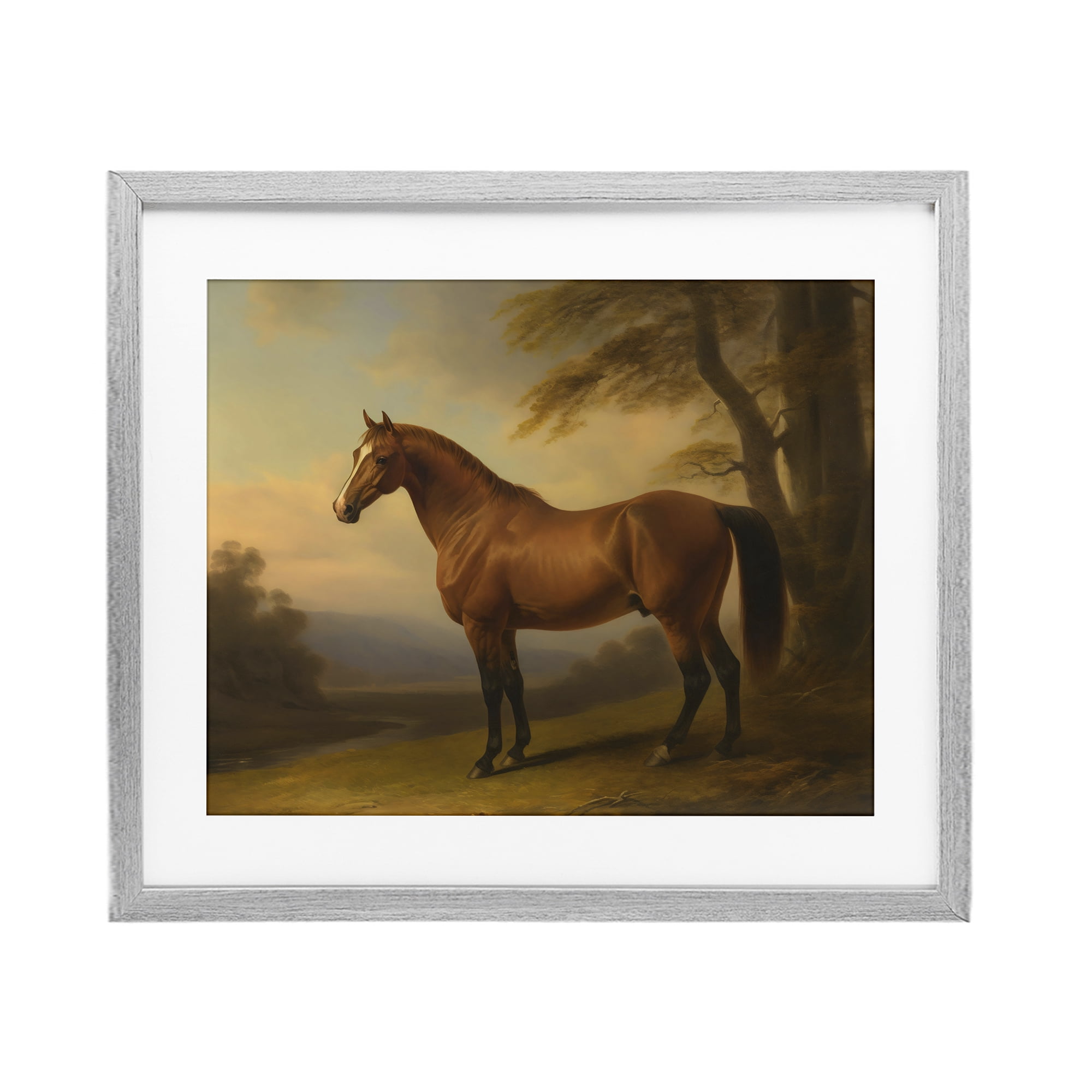 Stupell Industries Vintage Chestnut Horse Gray Framed Print Under Glass, design by Creative Studio