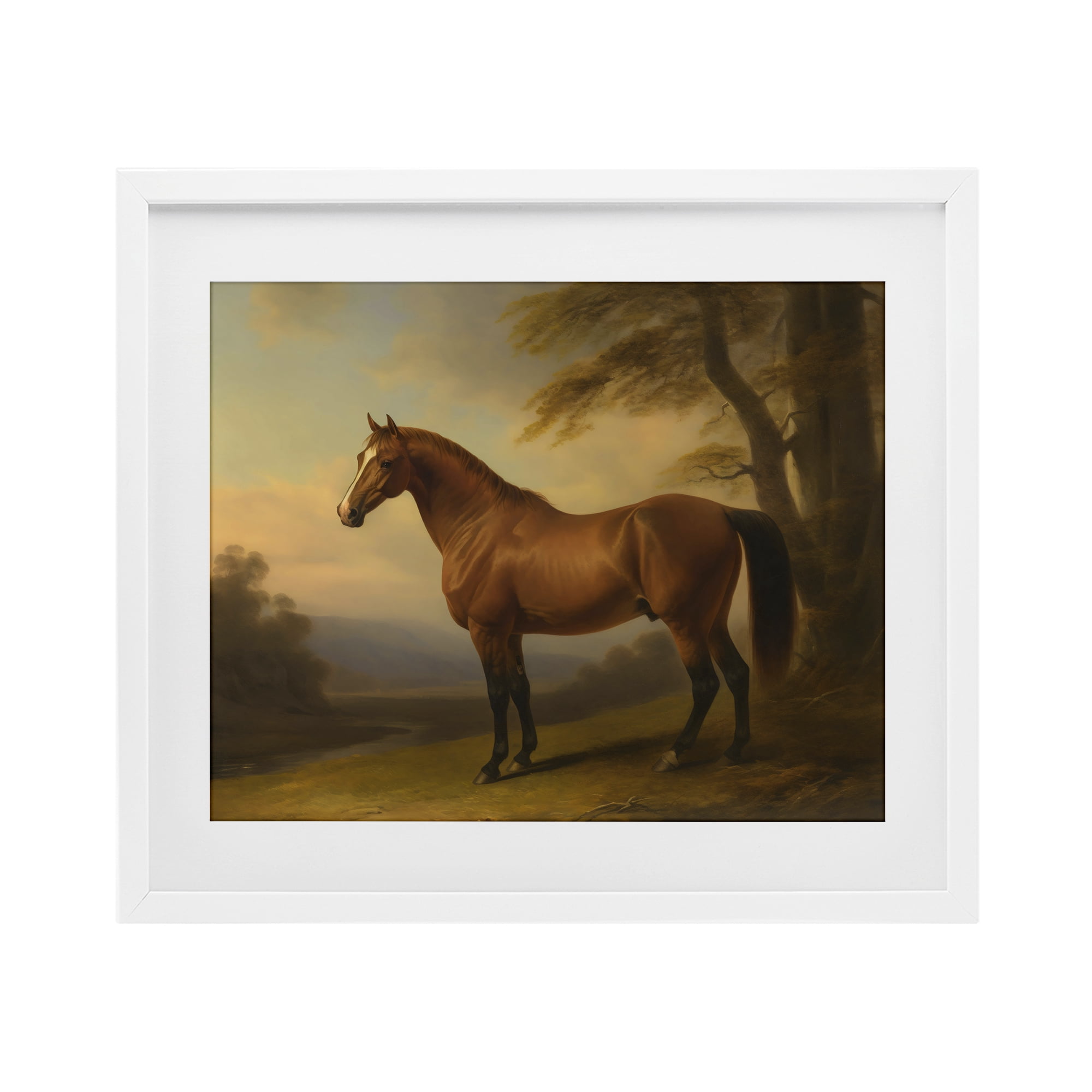 Stupell Industries Vintage Chestnut Horse White Framed Print Under Glass, design by Creative Studio