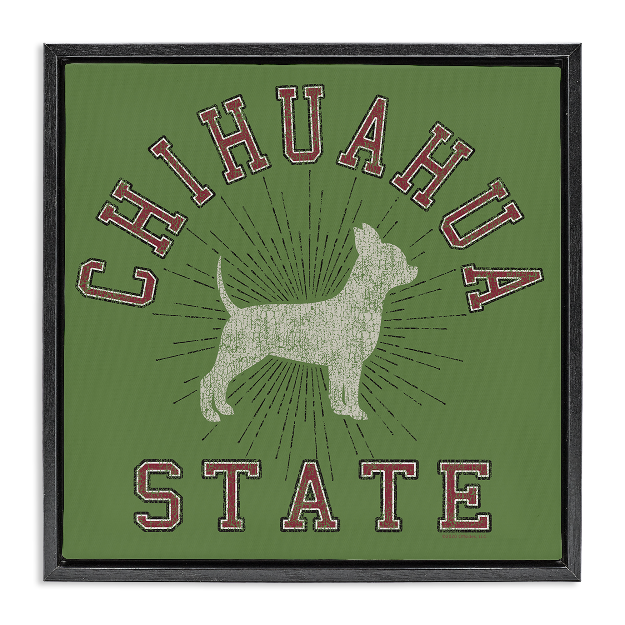 Stupell Industries Vintage Chihuahua State Novelty & Humor Painting Black Floater Framed Canvas Art Print Wall Art, 25 x 25