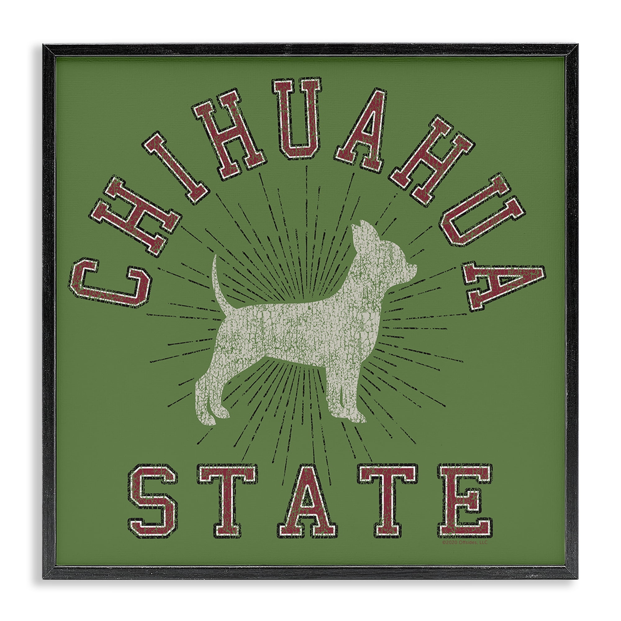 Stupell Industries Vintage Chihuahua State Novelty & Humor Painting Black Framed Art Print Wall Art, 17 x 17