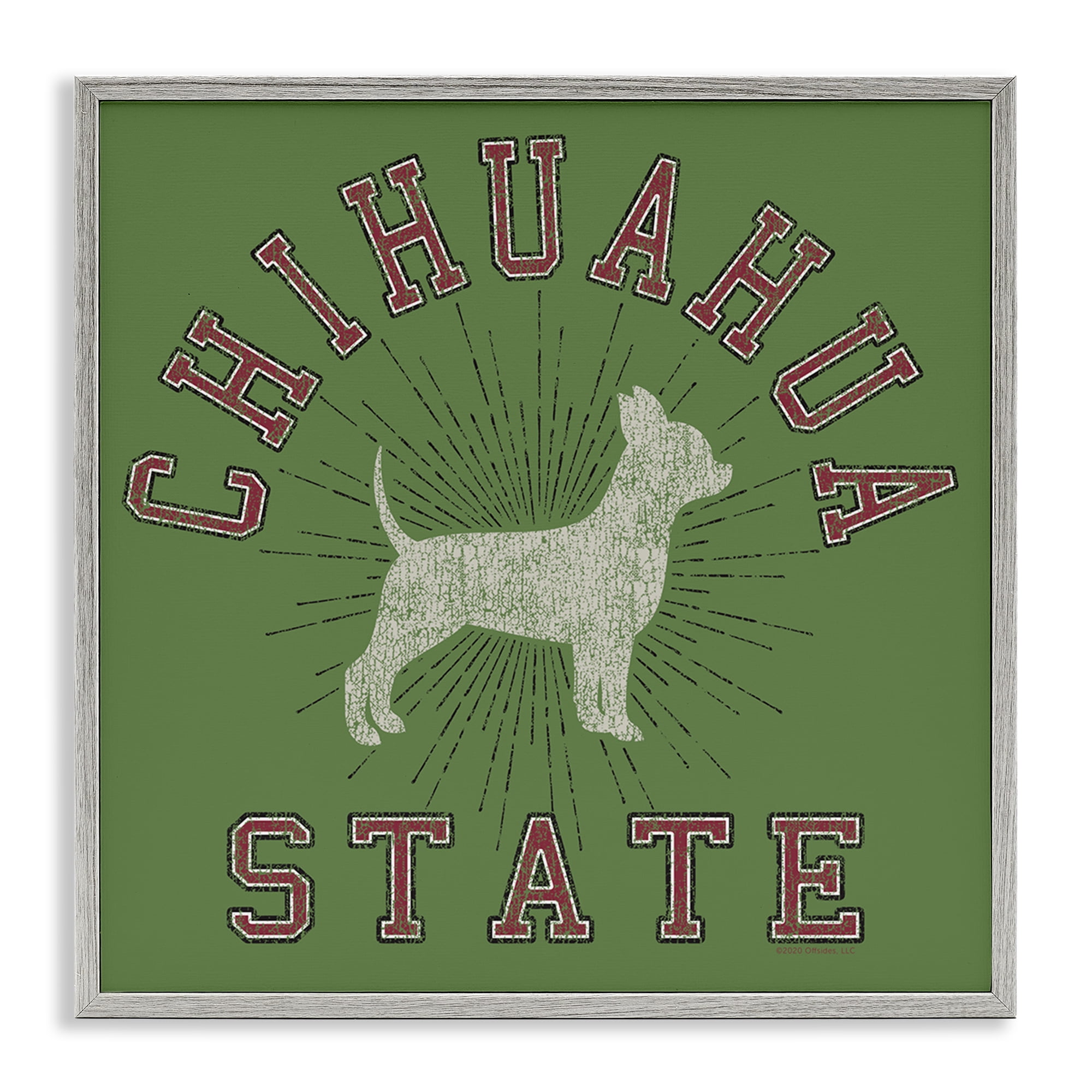 Stupell Industries Vintage Chihuahua State Novelty & Humor Painting Gray Framed Art Print Wall Art, 24 x 24