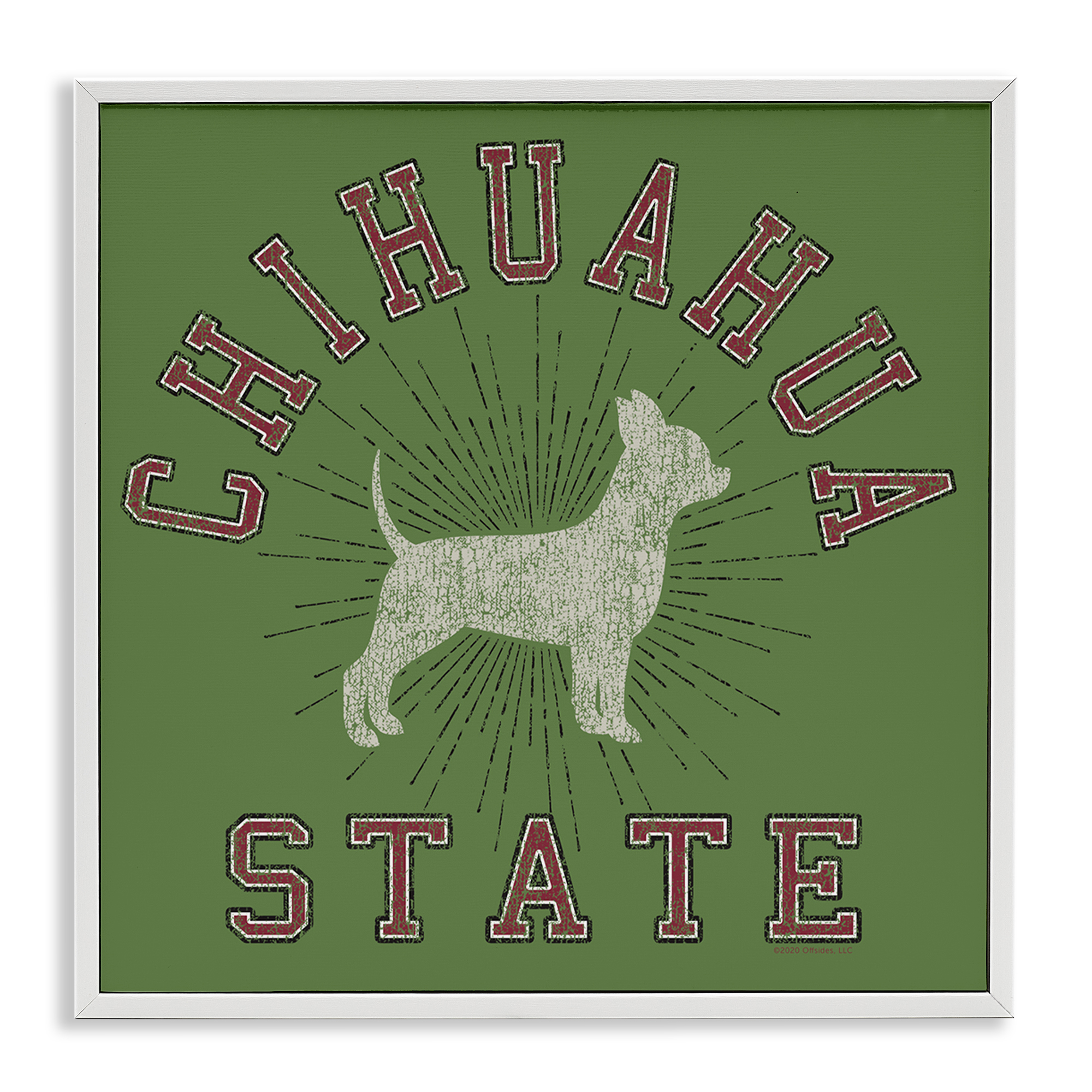 Stupell Industries Vintage Chihuahua State Novelty & Humor Painting White Framed Art Print Wall Art, 12 x 12