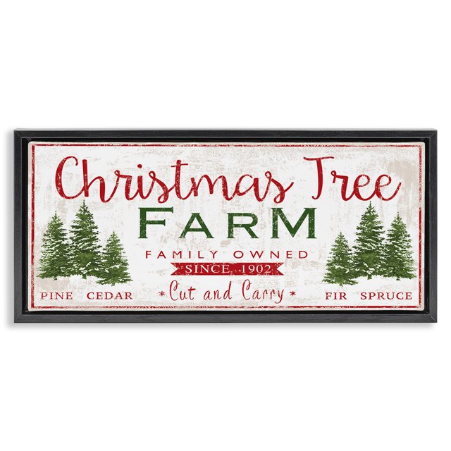 Stupell Industries Vintage Christmas Tree Farm Holiday Painting Black