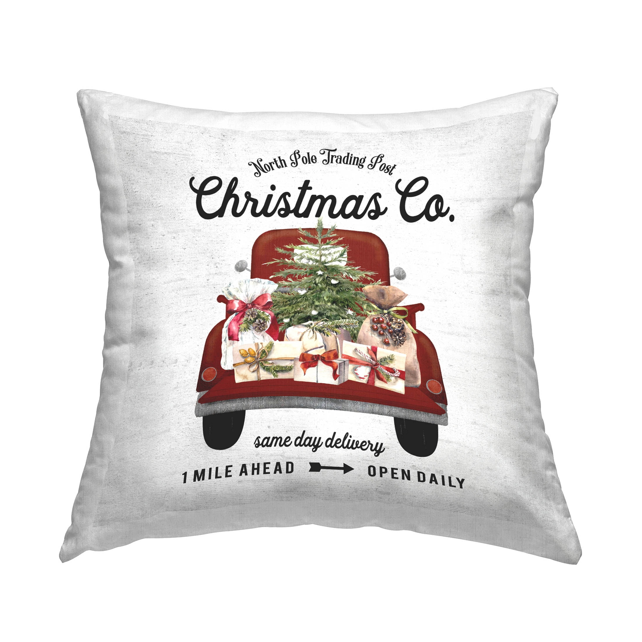 Stupell Industries Vintage Christmas Truck Sign Printed Throw Pillow Design by Lettered and Lined