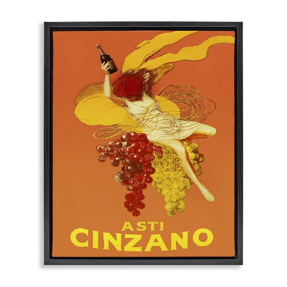 Stupell Industries Vintage Cinzano Poster Advertisements Painting Black Floater Framed Canvas Art Print Wall Art, 17 x 21