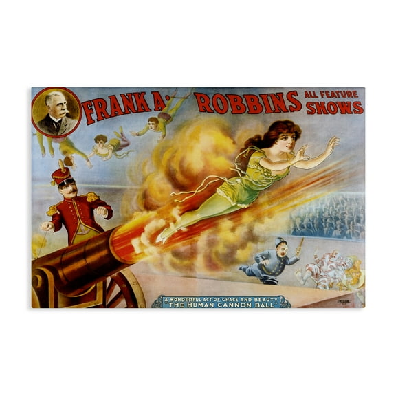 Stupell Industries Vintage Circus Advertisement Advertisements Painting Wrapped Canvas Canvas Art Print Wall Art, 45 x 30