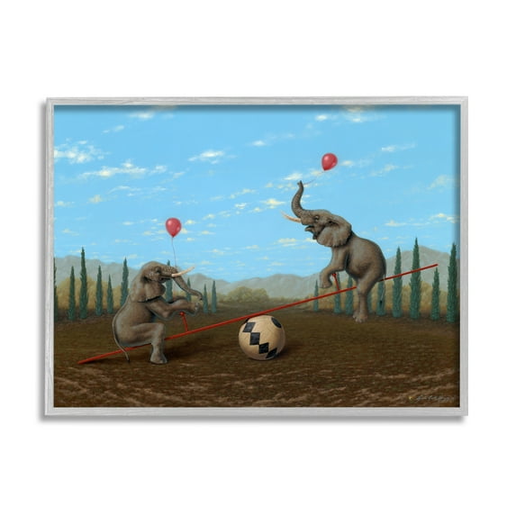 Stupell Industries Vintage Circus Elephant Balancing Ball Act, 11 x 14, Design by Linda Ridd Herzon