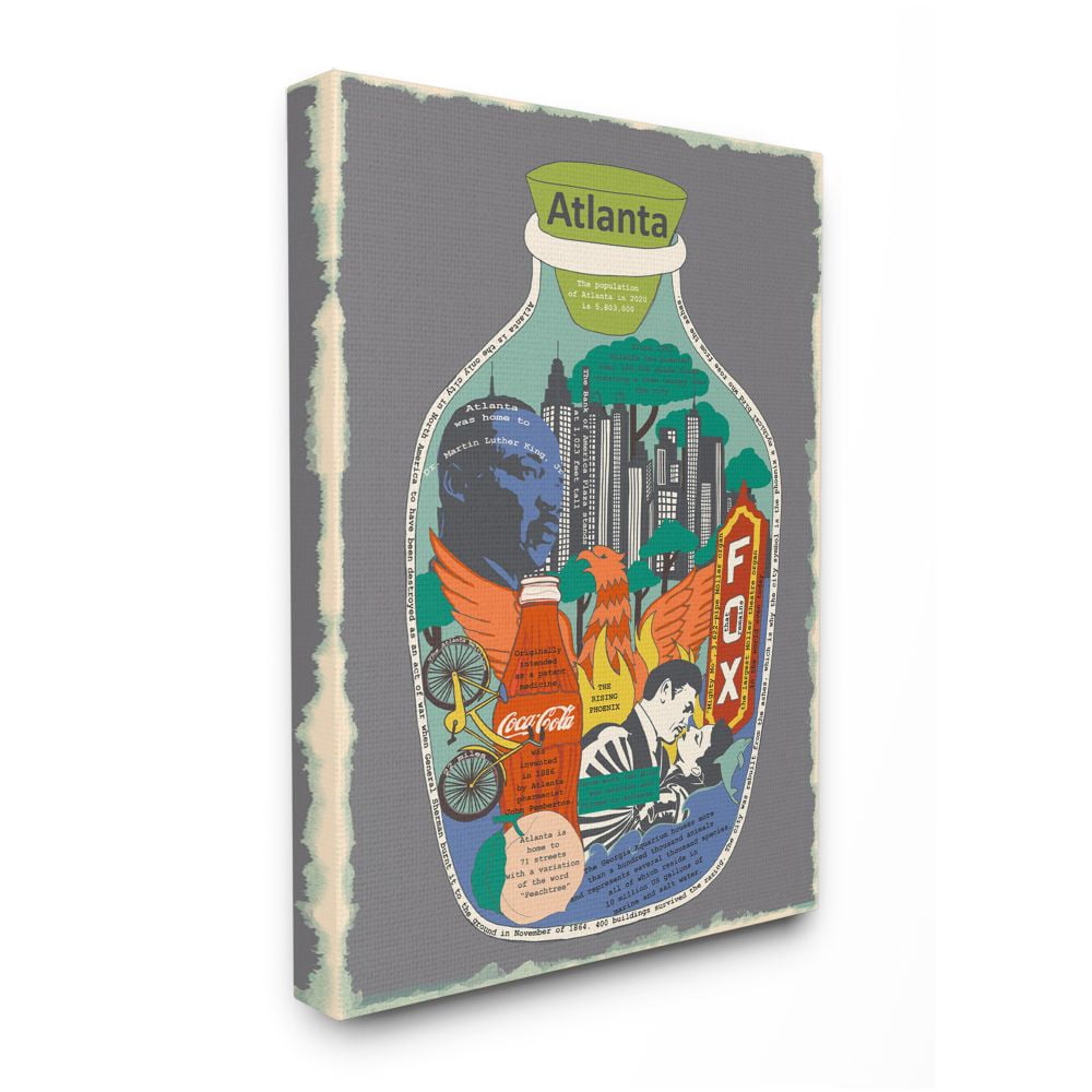 Stupell Industries Vintage City Jar Atlanta Georgia Interesting Fun Facts Designed by Sangita Bachelet