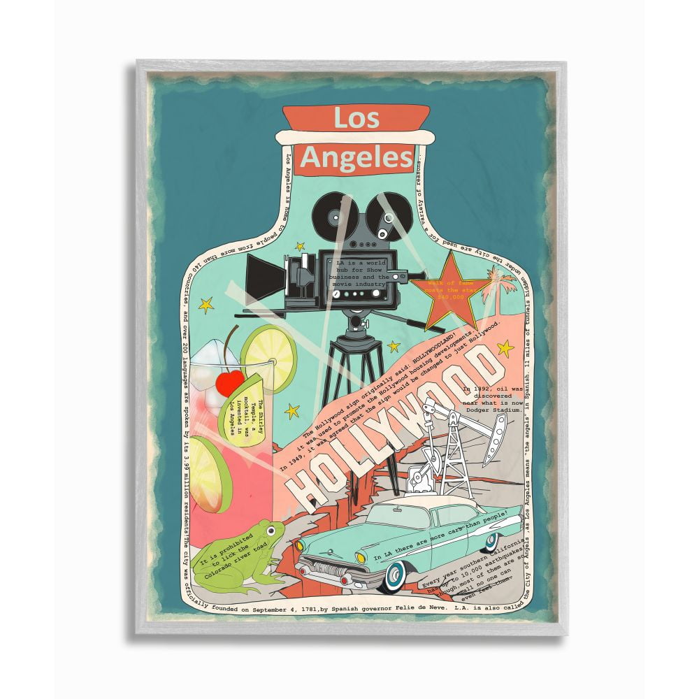 Stupell Industries Vintage City Jar Los Angeles California Fun Facts Designed by Sangita Bachelet