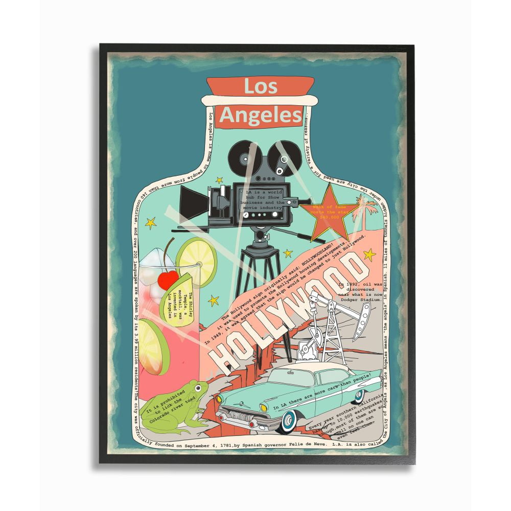 Stupell Industries Vintage City Jar Los Angeles California Fun Facts Designed by Sangita Bachelet