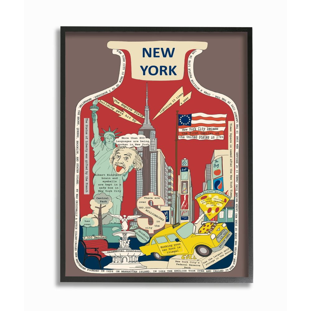 Stupell Industries Vintage City Jar New York City Interesting Fun Facts Designed by Sangita Bachelet