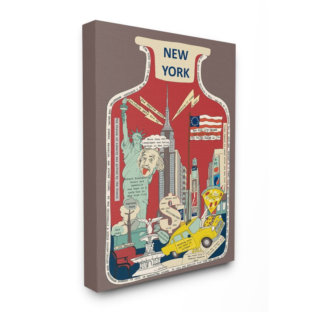 Stupell Industries Vintage City Jar New York City Interesting Fun Facts Designed by Sangita Bachelet