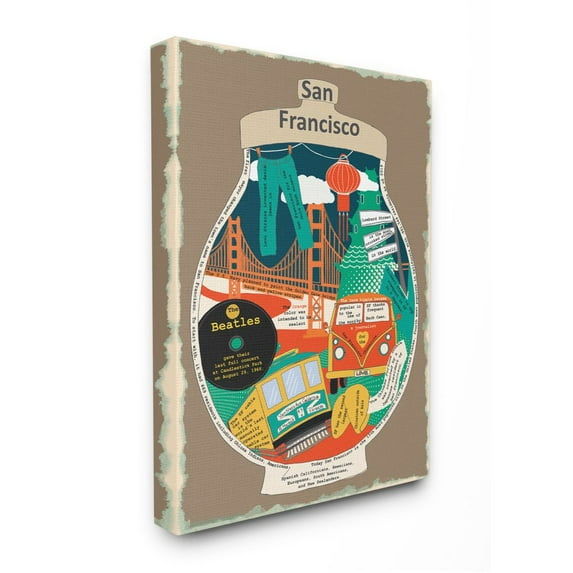 Stupell Industries Vintage City Jars San Francisco California Interesting Facts Designed by Sangita Bachelet