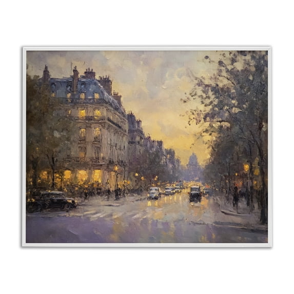 Stupell Industries Vintage City Street View Cityscapes Painting White Framed Art Print Wall Art, 20 x 16