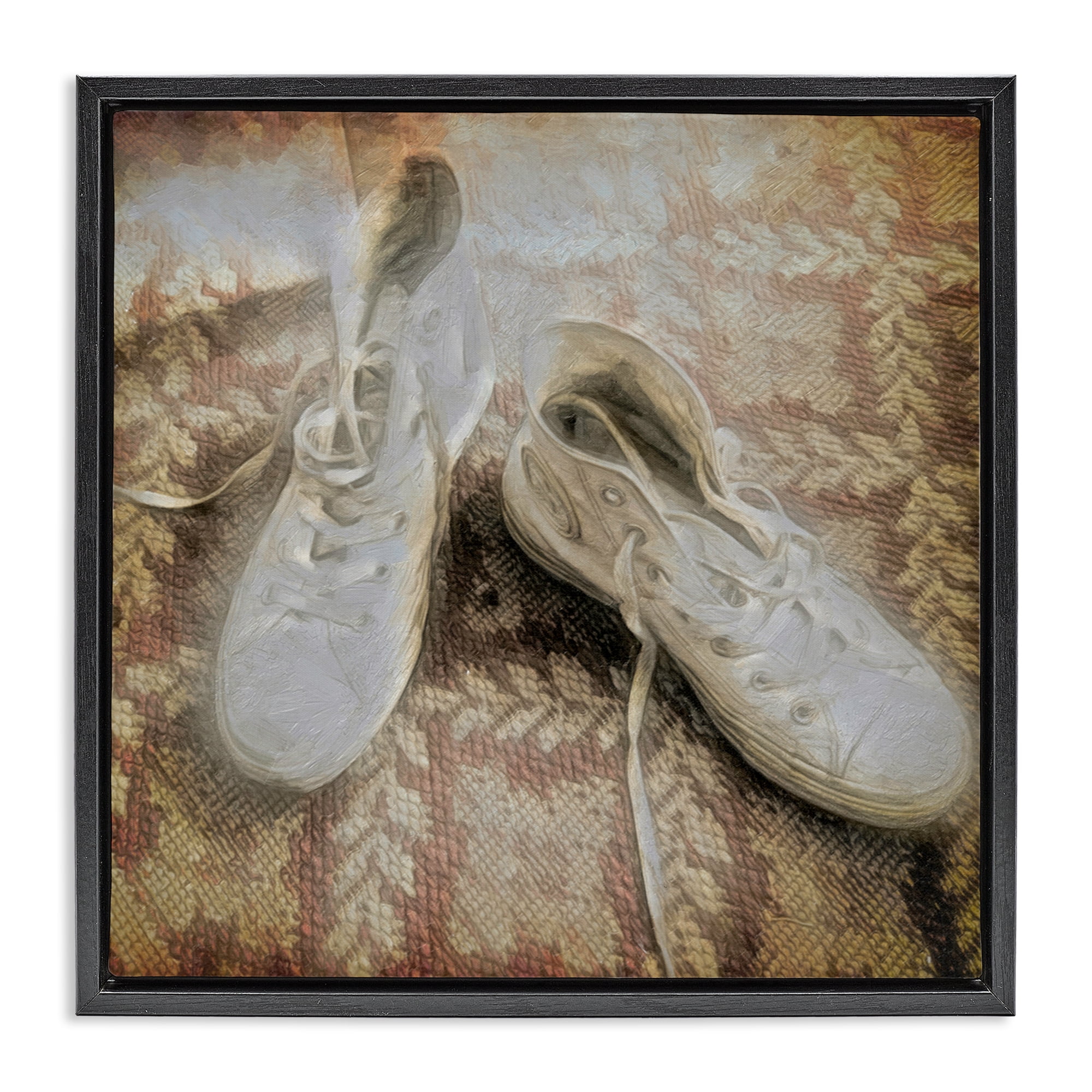 Stupell Industries Vintage Classic High Tops Fashion Painting Black Floater Framed Canvas Art Print Wall Art, 18 x 18