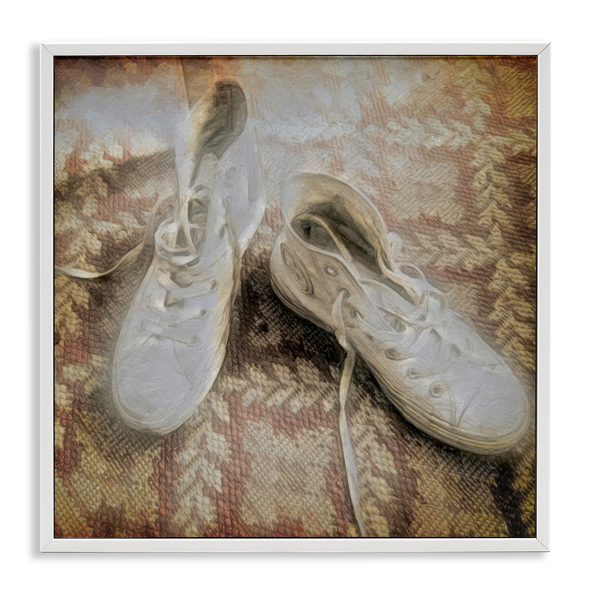 Stupell Industries Vintage Classic High Tops Fashion Painting White Framed Art Print Wall Art, 24 x 24