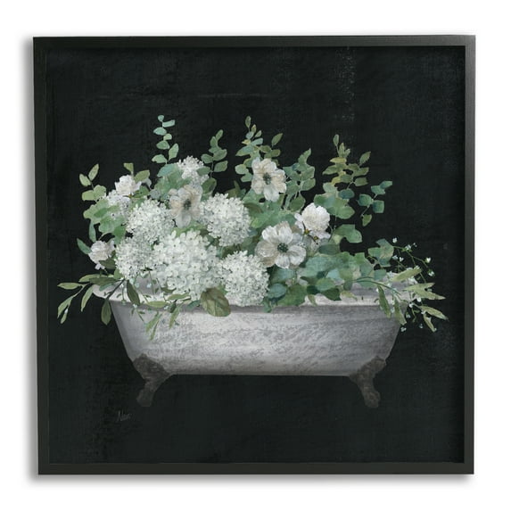 Stupell Industries Vintage Clawed Bathtub Botanical White Flower Bouquet , 24 x 24, Design by Nan