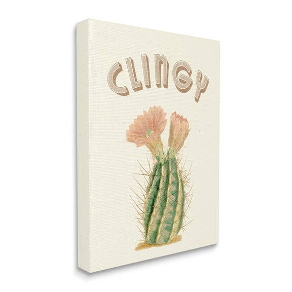 Stupell Industries Vintage Clingy Typography Prickly Floral Desert Cactus Botanical & Floral Painting Gallery Wrapped Canvas Print Wall Art, 16 x 20