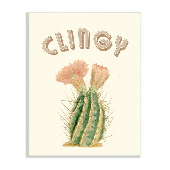 Stupell Industries Vintage Clingy Typography Prickly Floral Desert Cactus Botanical & Floral Painting Unframed Art Print Wall Art, 13 x 19