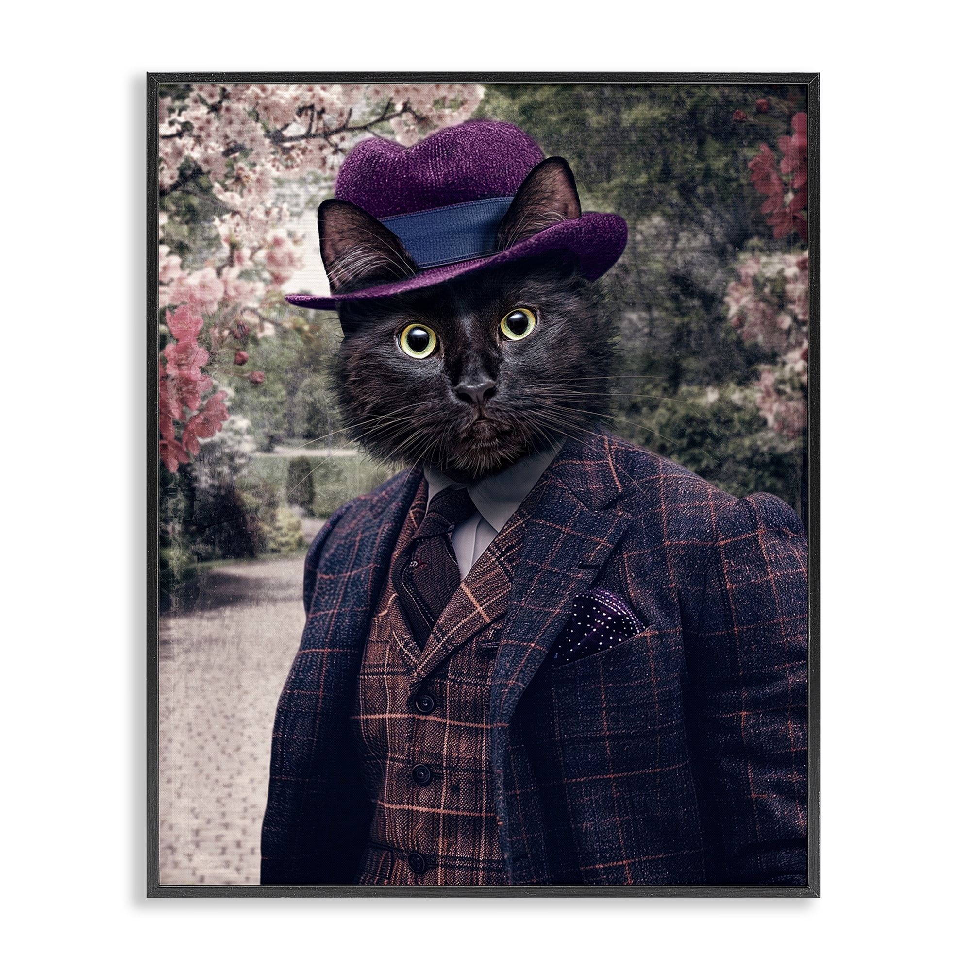 Stupell Industries Vintage Clothing Cat Animals & Insects Painting Black Framed Art Print Wall Art, 11 x 14