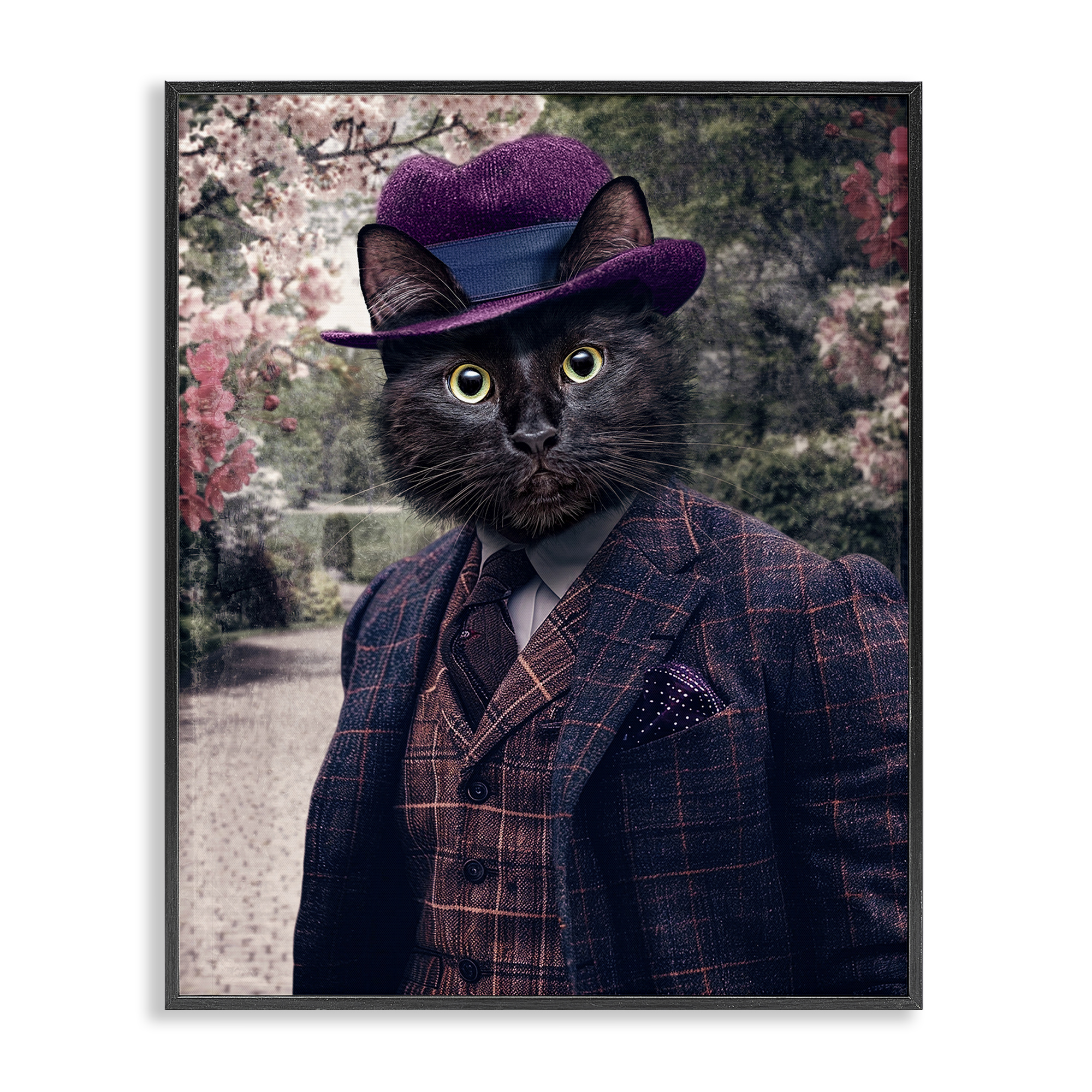 Stupell Industries Vintage Clothing Cat Animals & Insects Painting Black Framed Art Print Wall Art, 16 x 20