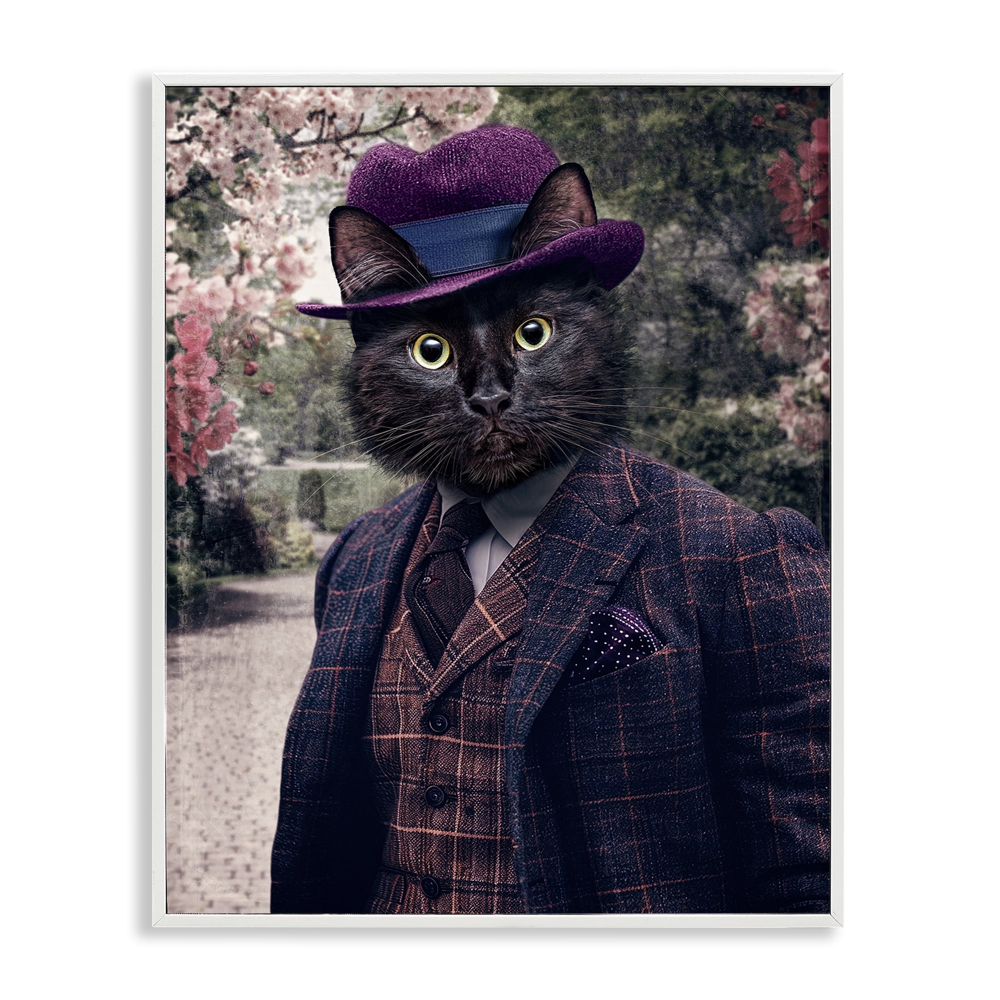 Stupell Industries Vintage Clothing Cat Animals & Insects Painting White Framed Art Print Wall Art, 24 x 30