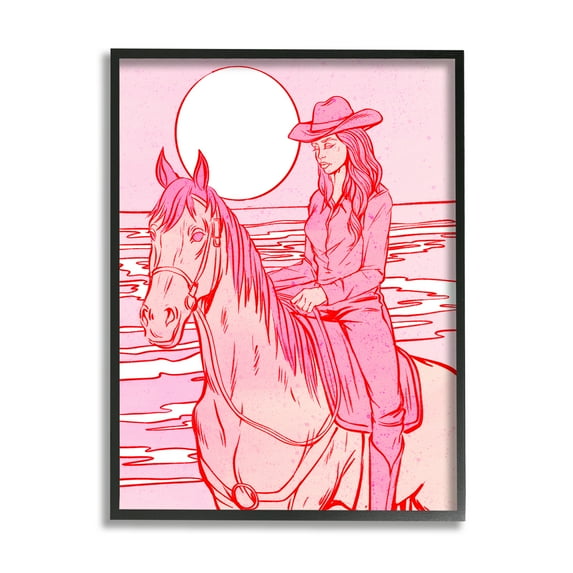 Stupell Industries Vintage Coastal Cowgirl Animals & Insects Painting Black Framed Art Print Wall Art, 16 x 20